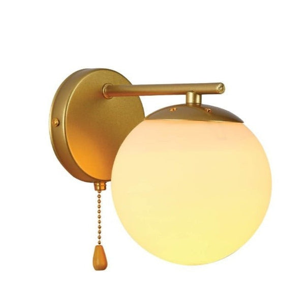 Opal Globe Glass Vintage Retro Stylish Wall Light with Pull Down Switch
