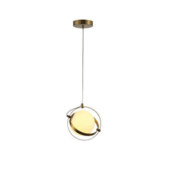 Opal Globe Glass Gold Rings Pendant Ceiling Light G9 Fitting
