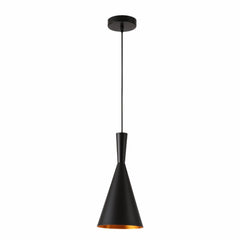 Penn Cone Schoolhouse Orient Flat Black Gold Metal Pendant Ceiling Light E27