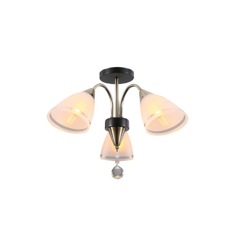 Petal Snowdrop Cone Glass Antique Brass Semi Flush Ceiling Light E27