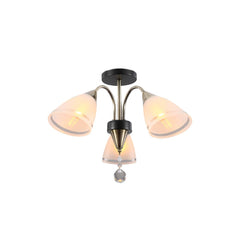 Petal Snowdrop Cone Glass Antique Brass Semi Flush Ceiling Light E27