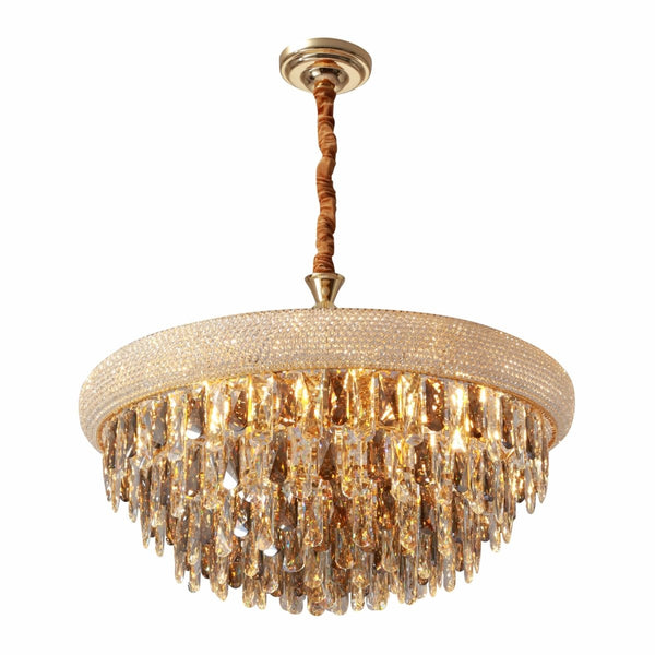 Gold Antique Brass Metal and Crystal Chandelier Ceiling Light E14 Small or Large