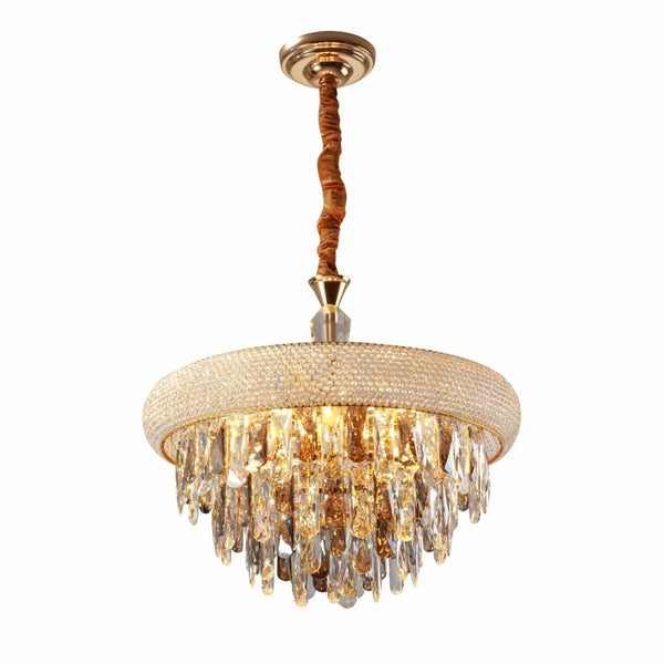 Gold Antique Brass Metal and Crystal Chandelier Ceiling Light E14 Small or Large