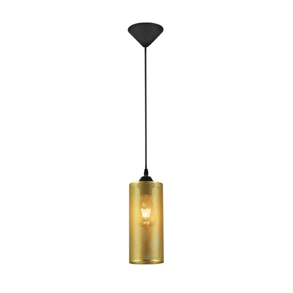 Sieve Chrome-Gold Cylinder Metal Pendant Ceiling Light D110 D195 E27 Fitting