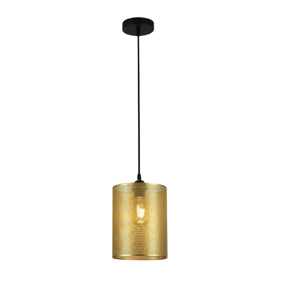 Sieve Chrome-Gold Cylinder Metal Pendant Ceiling Light D110 D195 E27 Fitting