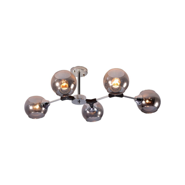 Smoky Barrel Glass Chrome Metal Body Sputnik Modern Ceiling Light E27 Fittings