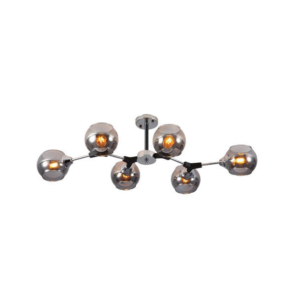 Smoky Barrel Glass Chrome Metal Body Sputnik Modern Ceiling Light E27 Fittings