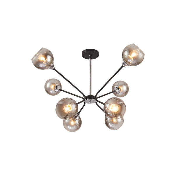 Smoky Cone Glass Black Chrome Metal Molecule Modern Ceiling Light