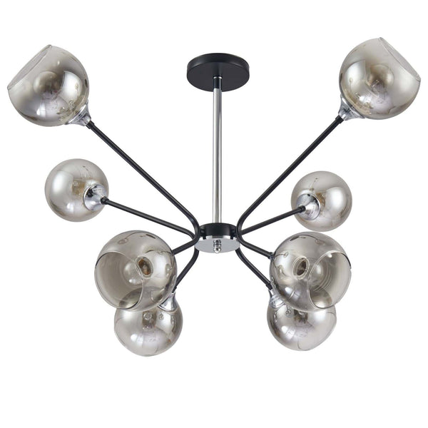 Smoky Cone Glass Black Chrome Metal Molecule Modern Ceiling Light