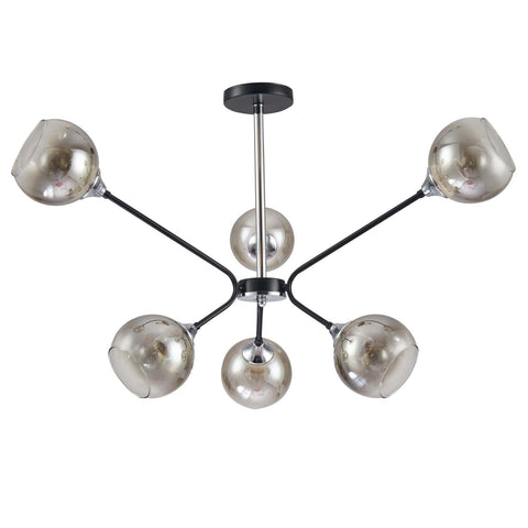 Smoky Cone Glass Black Chrome Metal Molecule Modern Ceiling Light