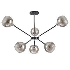Smoky Cone Glass Black Chrome Metal Molecule Modern Ceiling Light