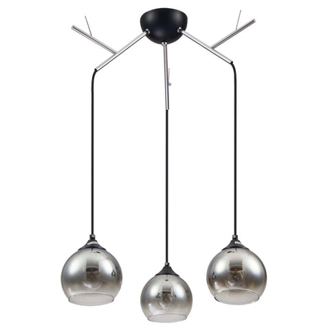 Smoky Dome Glass Chrome Twig Modern Ceiling Light