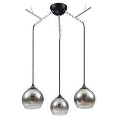 Smoky Dome Glass Chrome Twig Modern Ceiling Light