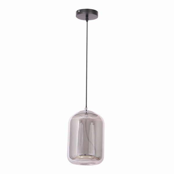 Modern Contemporary Smoky Glass Pendant Ceiling Light with Built-in LED Globe Cylinder Dome