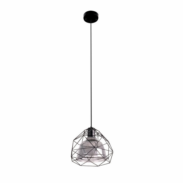 Smoky or Copper Glass Dome Black or Gold Metal Cage Pendant Ceiling Light E27