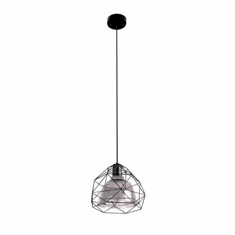 Smoky or Copper Glass Dome Black or Gold Metal Cage Pendant Ceiling Light E27