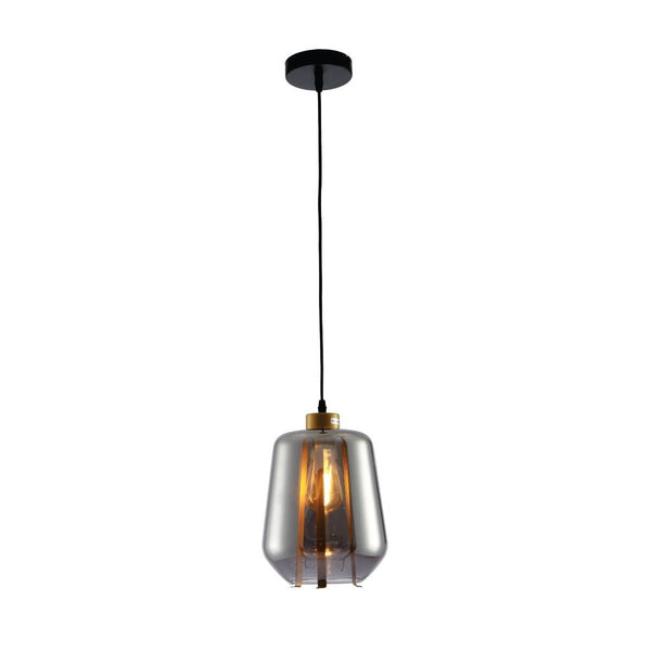 Amber or Smoky Glass Schoolhouse Pendant Ceiling Light L E27