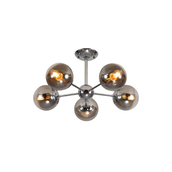 Smoky Globe Glass Chrome Metal Body Sputnik Molecule Modern Ceiling Light E27 Fittings