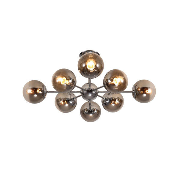 Smoky Globe Glass Chrome Metal Body Sputnik Molecule Modern Ceiling Light E27 Fittings