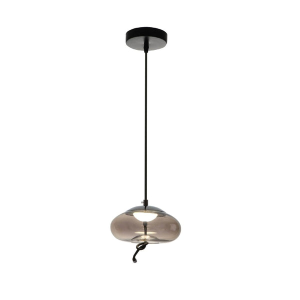Modern Contemporary Smoky Glass Pendant Ceiling Light with Built-in LED Globe Cylinder Dome