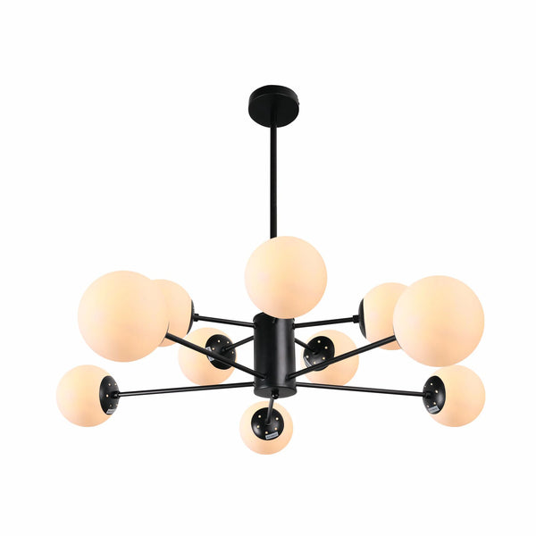 Snowflake Opal Globe Glass Black Body Ceiling Light E27