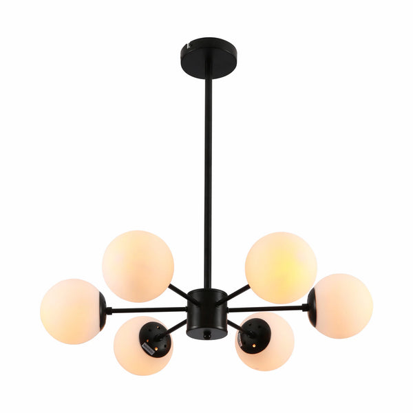 Snowflake Opal Globe Glass Black Body Ceiling Light E27