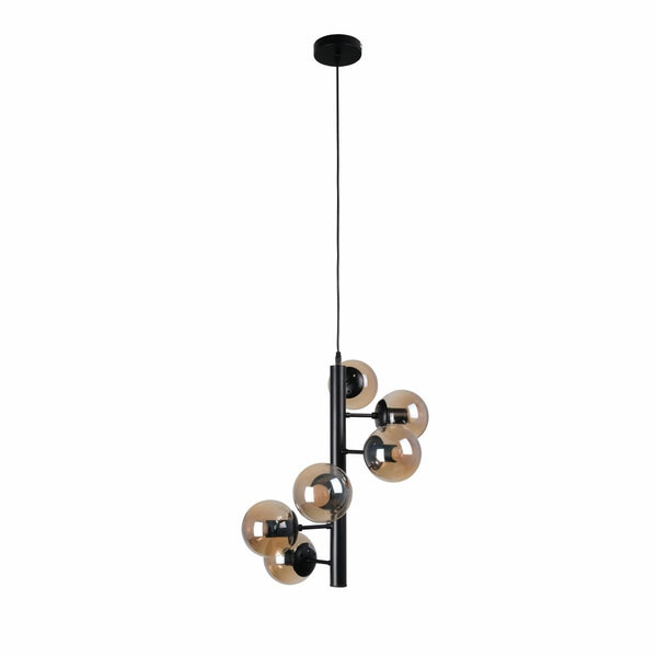 Spiral Globe Glass Black Metal Body Modern Sputnik Pendant Ceiling Chandelier Light E27