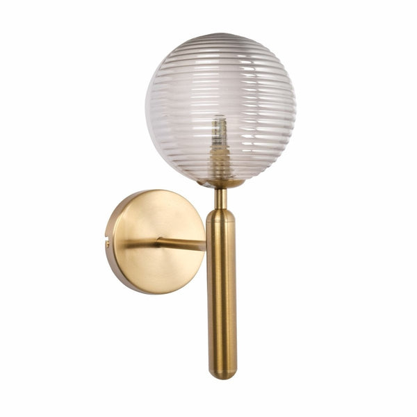 Minimal Striped Reeded Clear-Opal Globe Wall Light