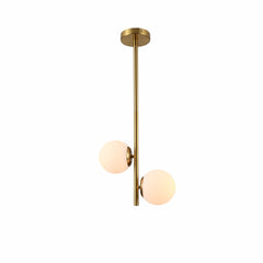 Vertical Opal Glass Globes Gold Metal Body Ceiling Light E27