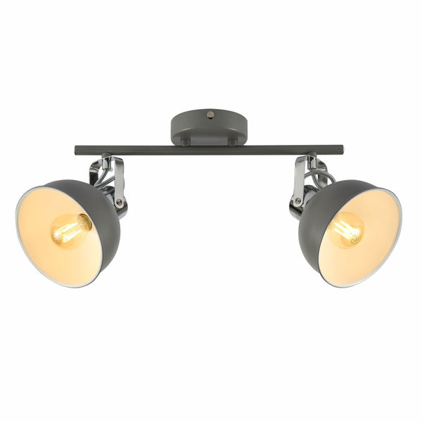 Grey Dome Shade Grey metal Body Ceiling and Wall Light E14