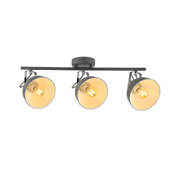 Grey Dome Shade Grey metal Body Ceiling and Wall Light E14