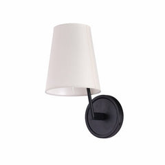 White Fabric Black Metal Body Wall Light E14 Fitting
