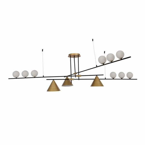 Nordic Modern Island Chandelier Ceiling Light G9 and E27 Black or Gold Funnel Opal Globe