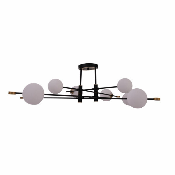 White Globe Glass Black Rod Body Semi Flush Ceiling Light 2-2 8xG9