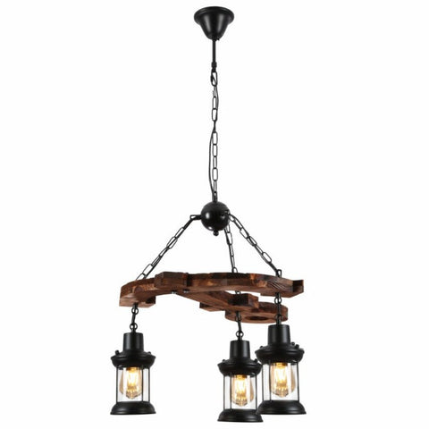 Farmhouse Wood Beam Marine Nautical Kitchen Island Chandelier Ceiling Light