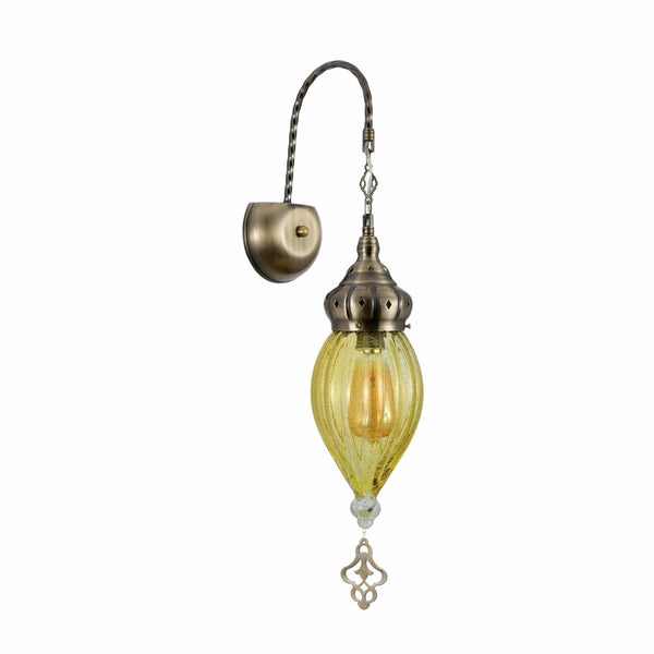 Moroccan Style Antique Brass Glass Oriental Wall Light E27