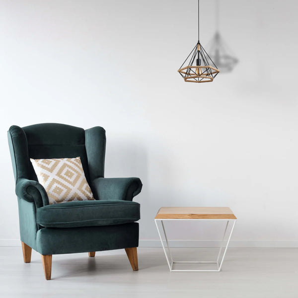 Manila Hemp Rope Diamond Pendant Light Black E27