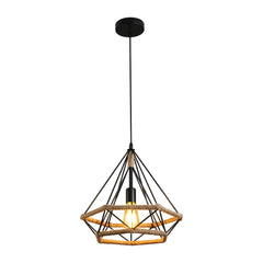 Manila Hemp Rope Diamond Pendant Light Black E27