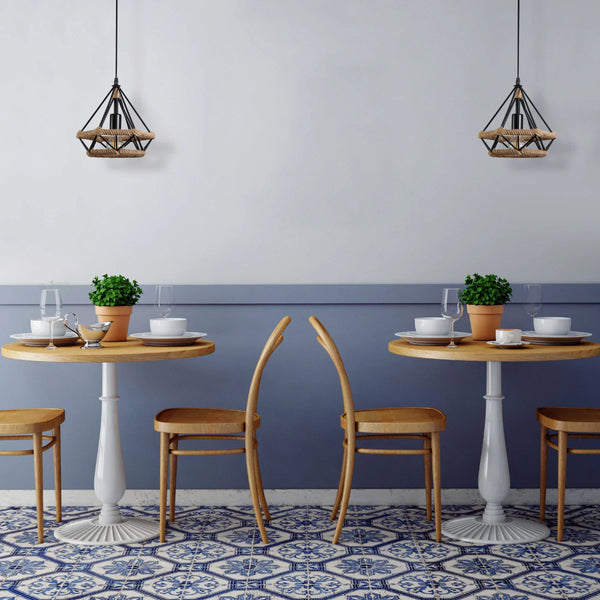 Manila Hemp Rope Diamond Pendant Light Black E27