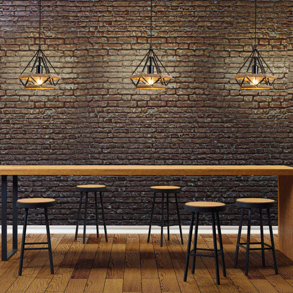 Manila Hemp Rope Diamond Pendant Light Black E27