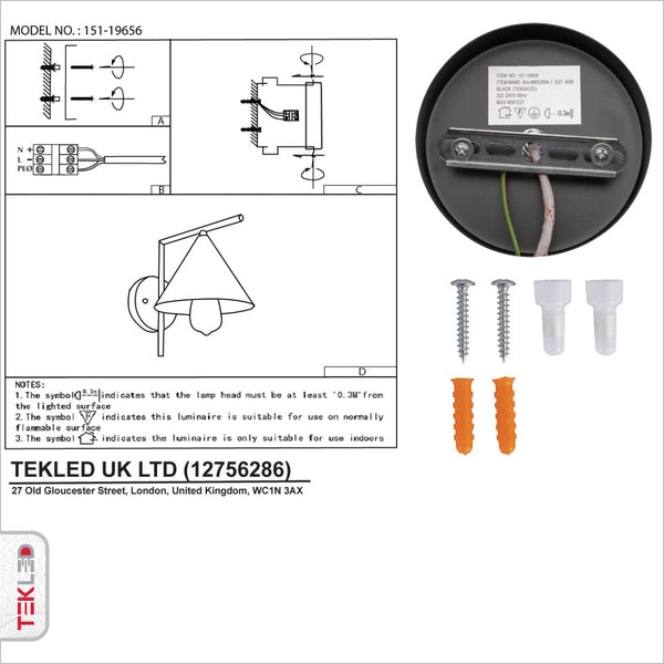 Metal Funnel Wall Light E27 Fitting