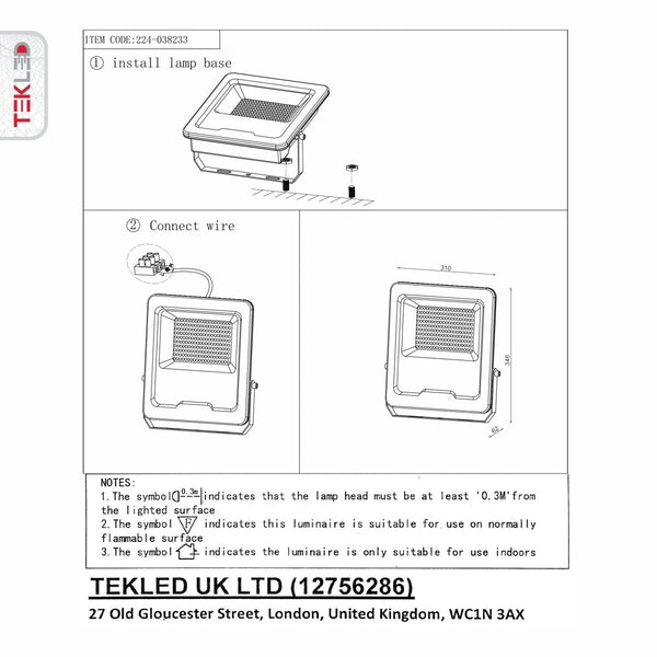 LED Floodlight SMD3030 150W Cool White 4000K IP65
