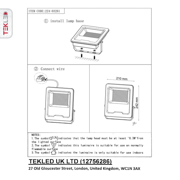 LED Floodlight SMD3030 50W Cool White 4000K IP65