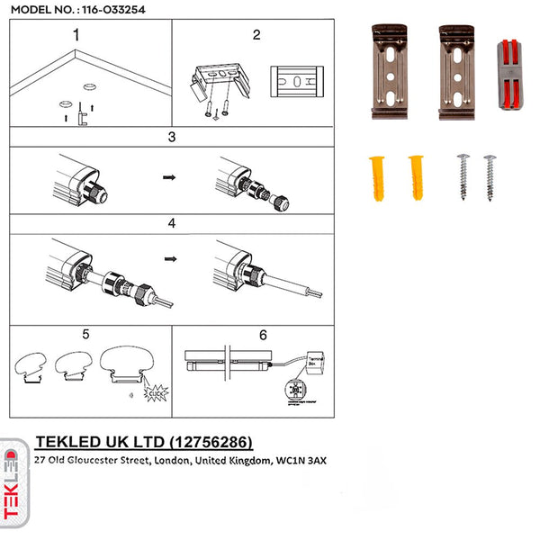 54W 5ft LED Tri-proof Batten Linear Fitting IP65 150cm