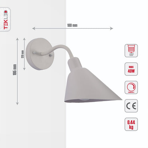 Matte White Cone Wall Light E27 Fitting