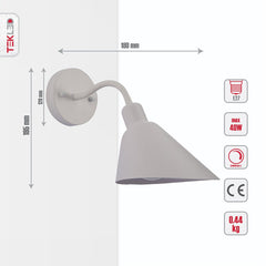 Matte White Cone Wall Light E27 Fitting