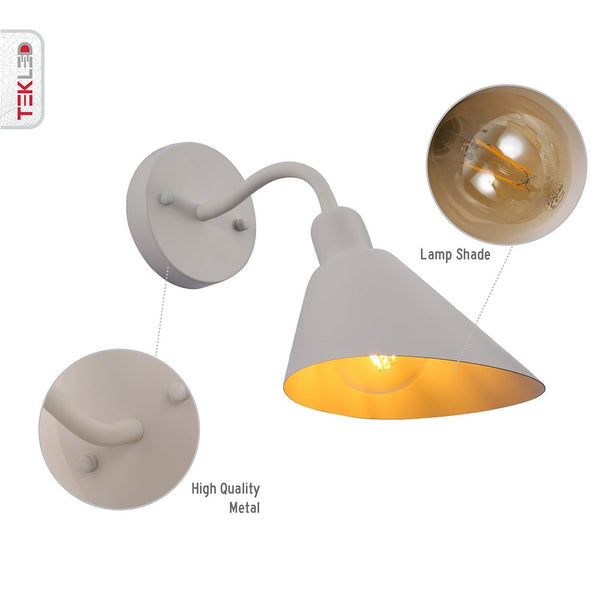 Matte White Cone Wall Light E27 Fitting