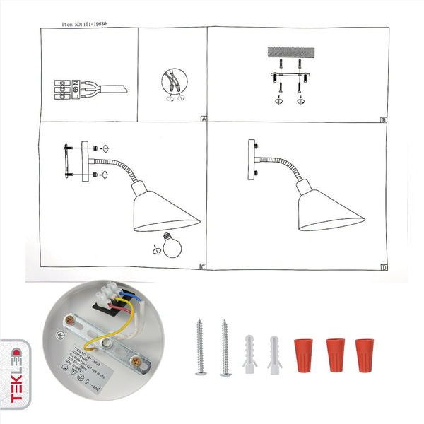 Matte White Cone Wall Light E27 Fitting