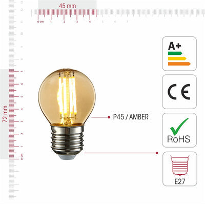 TEKLED LED Filament G45 Golf Ball Bulb E27 Edison Screw Warm White 2400K