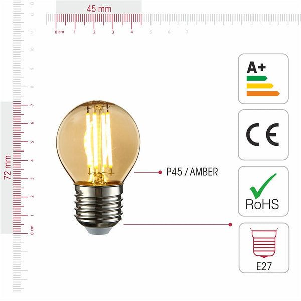 LED Filament G45 Golf Ball Bulb E27 Edison Screw Warm White 2400K